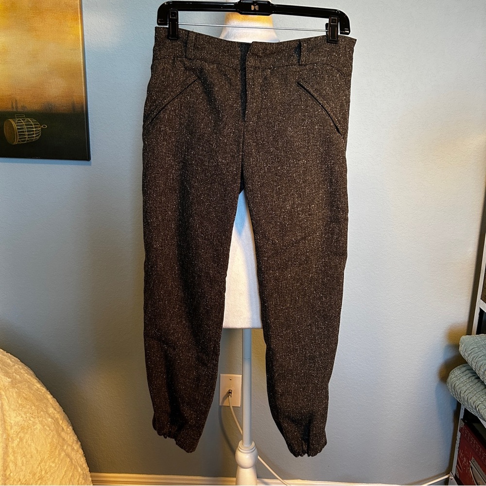 ANTHROPOLOGIE ELEVENSES Heather Gray Tweed Trouser Pants Capri Joggers Size 0